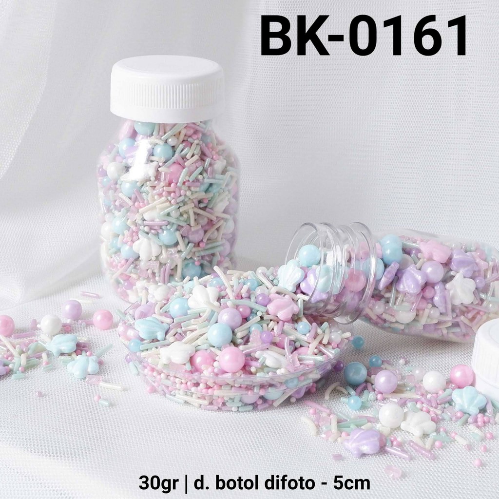 

BK-0161 Sprinkles sprinkle sprinkel 30gr 30 gram kerang warna pastel yamama baking grosir murah sprinkles cake dekorasi mutiara trimit decoration story sprinklestory sprinklesstory sprinkle story yamama baking