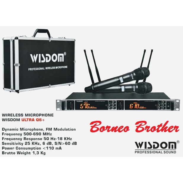 Mic Wireless Wisdom ULTRA Q6+ ULTRA Q6 + Q 6 Original 2 Mic Handheld
