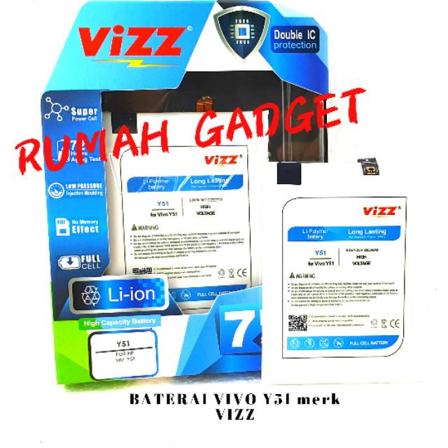 BATERAIBATTERY VIVO Y51 MERK VIZZ DOBEL POWER
