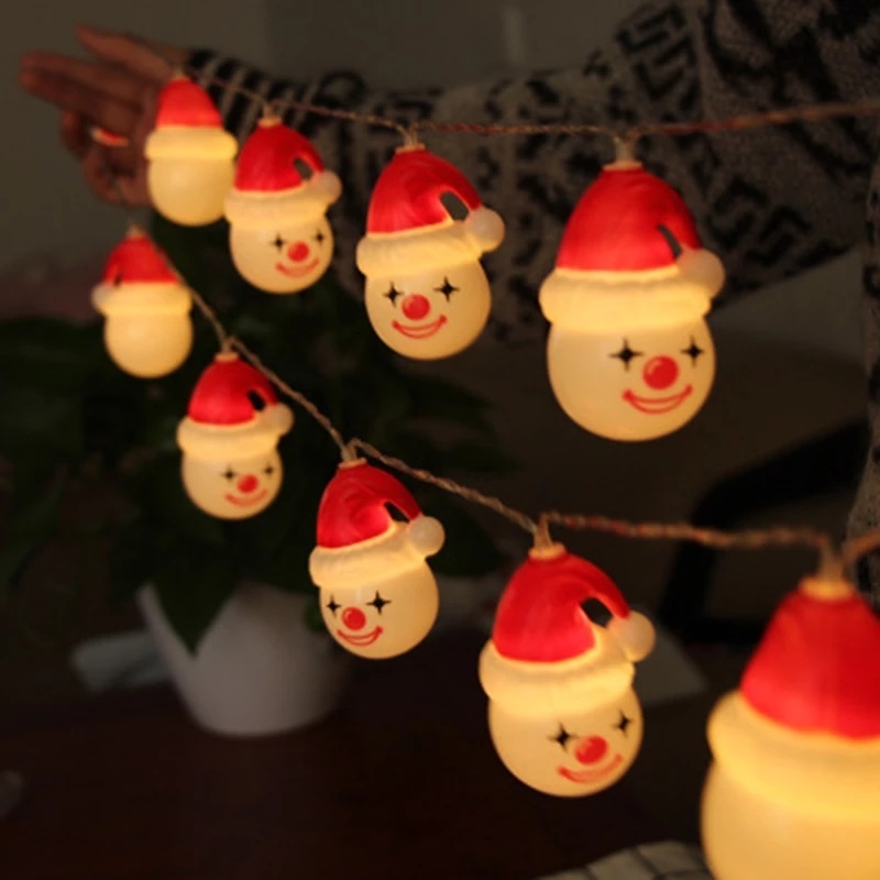 Lampu String 10 Led 1.5m Bentuk Snowman Tenaga Baterai Untuk Dekorasi Natal