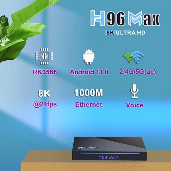 H96 MAX RK3566 - Android OS Smart TV Box 8K UHD - RAM 4GB ROM 32GB