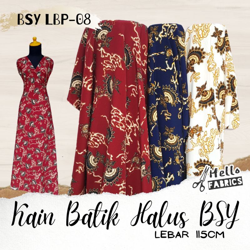 ( LPB-08 BSY ) Kain Batik Meteran Bahan Batik Halus BSY motif Abstrak Bisa cowok cewek pria wanita
