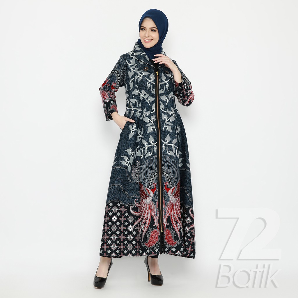 ALONSO GAMIS BATIK PREMIUM FULL TRIKOT LONG DRESS NAVY BIRU DONGKER KATUN PRIMISSIMA 725117 CAP 72