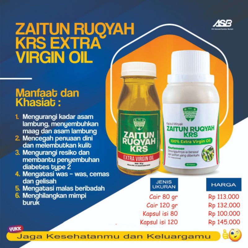 Minyak Zaitun Ruqyah KRS 80 gr 120 gr 80 kaspul 120 kapsul