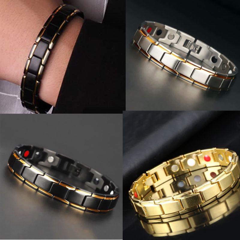 Gelang Bio Magnetik Ion Negatip Terapi Kesehatan Pria Wanita Titanium Original anti lelah