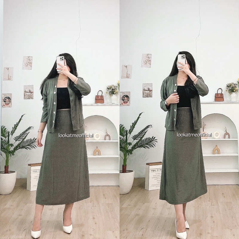 lookatmeofficial • Nagita Set ~ Cardi + Skirt Korean Look Premium