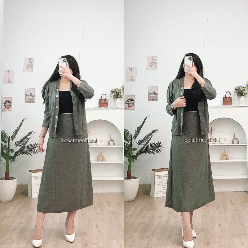 lookatmeofficial • Nagita Set ~ Cardi + Skirt Korean Look Premium