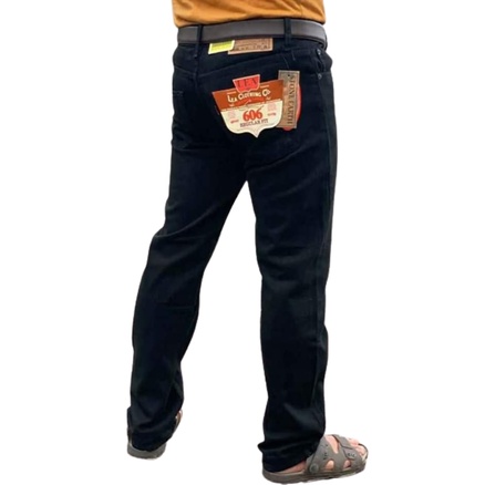 Celana Jeans Lea Hitam Celana Jeans Bahan Reguler Grade Ori Kancing Tembus