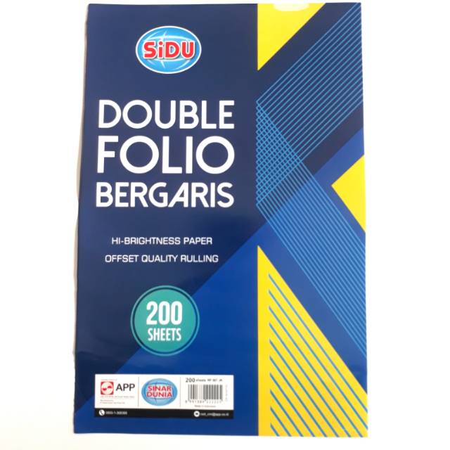 

Kertas Double Folio Bergaris 200 Lembar