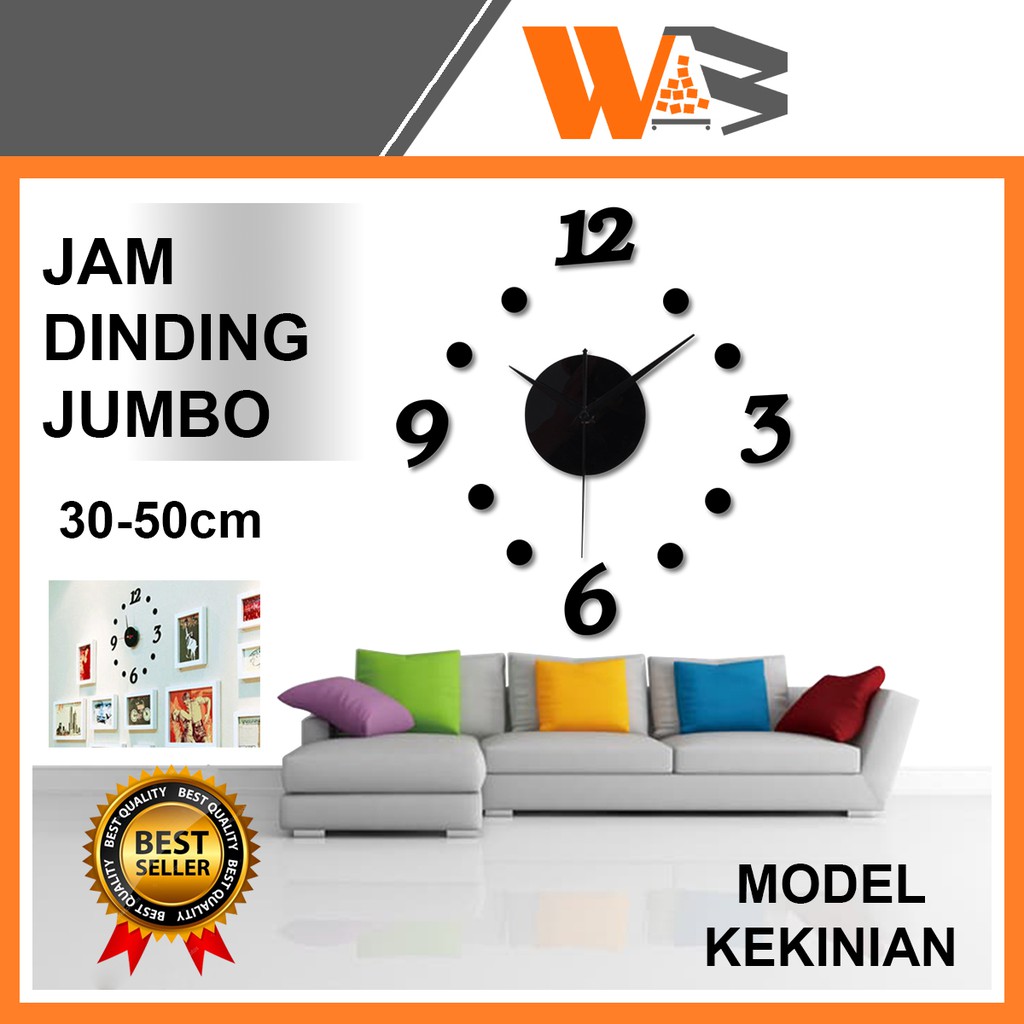 COD JAM DINDING JUMBO DIY GIANT WALL CLOCK BESAR DIAMETER 30-50cm A44