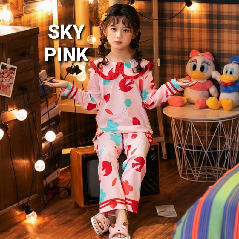 PIYAMA ANAK PEREMPUAN KOREA IMPOR / BAJU TIDUR ANAK CEWEK / SETELAN BAJU DAILY SANTAI NYAMAN IMPORT