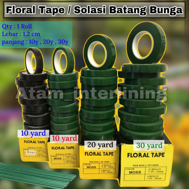 

1 Roll | Floral Tape Lebar 1,2cm Panjang 10y 20y 30y | Selotip Bunga | Solatip Batang Bunga | solatip daun | isolatip bunga | isolasi tangkai bunga | flower tape | florist tape | floral tape hijau | floral top | floral tape coklat | floral tape 10 30 yard