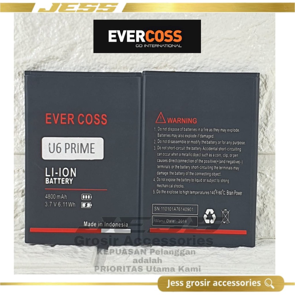 Baterai Battery Original Evercoss U6 Prime 4G LTE - Batre Evercross Xtreme 1 prime 5.5 Inchi