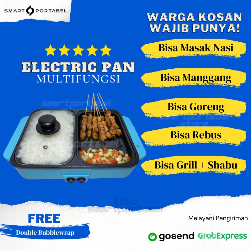 Kompor Portable Panci Listrik Grill Pan Elektrik Panggangan BBQ Korea Serbaguna Multifungsi Hotpot