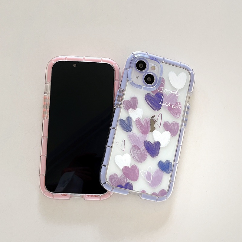 Glowing At Night Soft Case iP iPhone 11 12 13 14 Pro Max X XS XR Max Cute Pink &amp; Purple Love Casing Apple