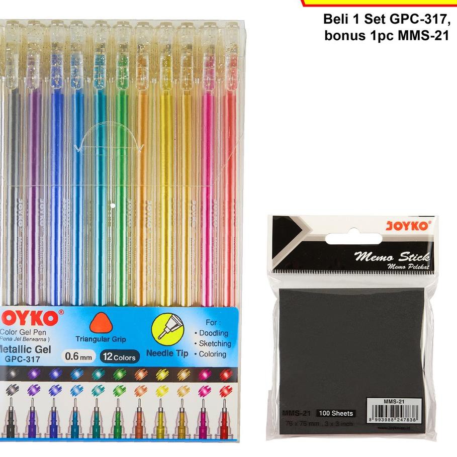 

HB8 Color Gel Pen Pena Jel Warna Joyko GPC-317 Metallic Gel 12 Warna 0.6mm Terlaris