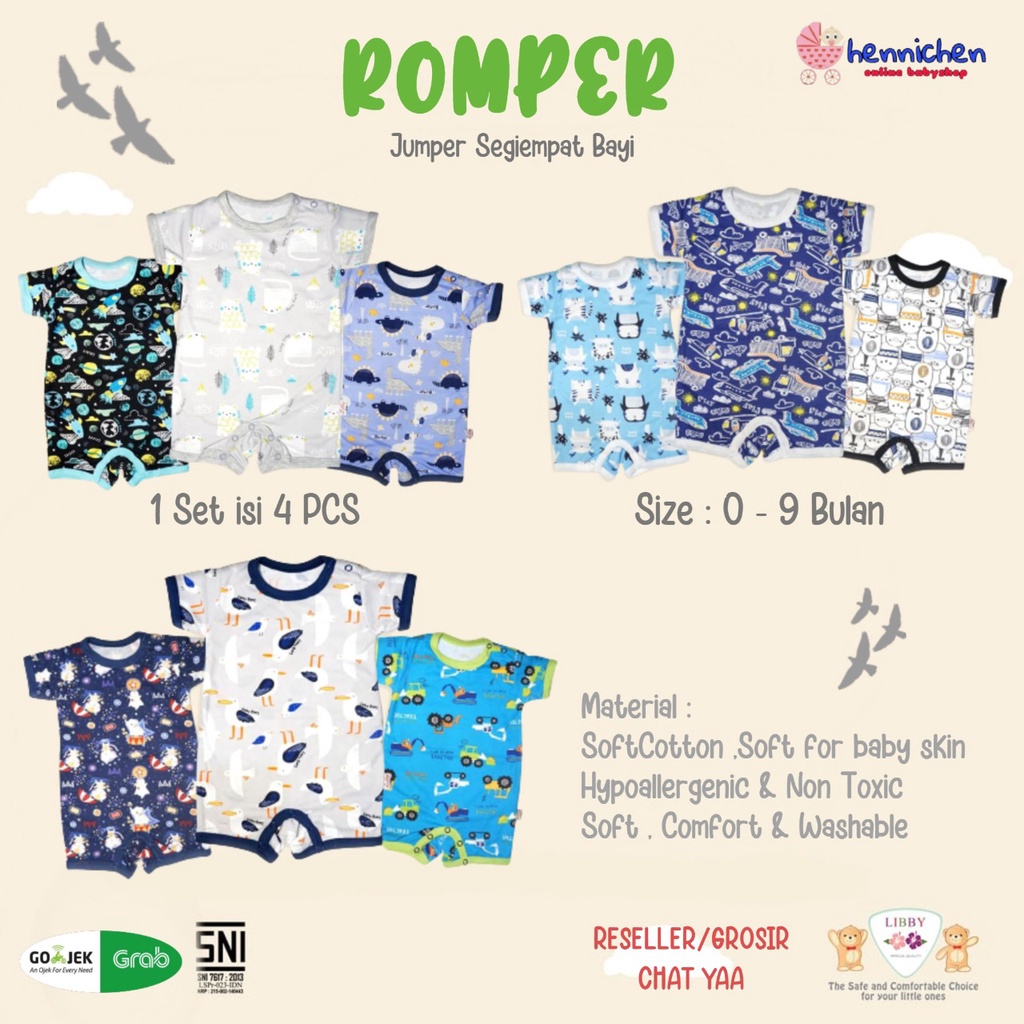 PROMO MURAH 1 PCS LIBBY PREMIUM SLEEPSUIT GIRL BOY ROMPER BAYI JUMPER BAYI