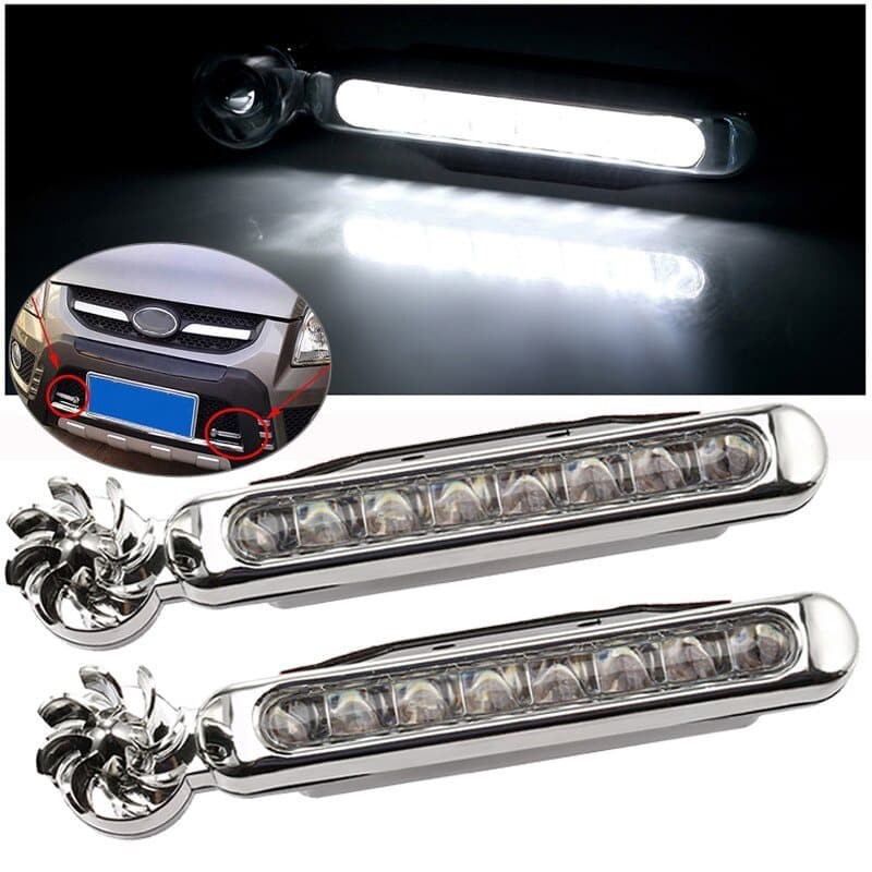 Lampu Kipas DRL 8 Mata Lampu LED Mobil Motor Tenaga Angin Wind Power