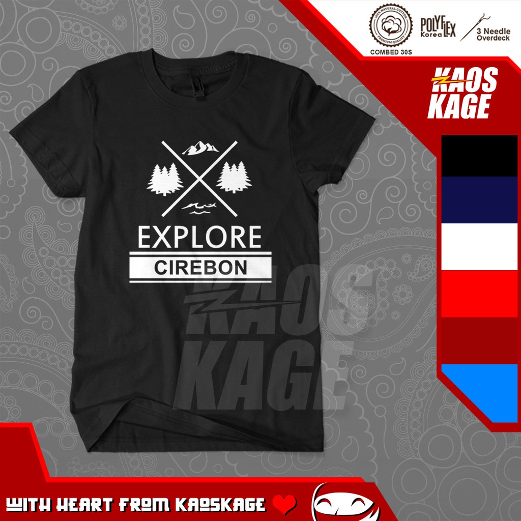 Kaos Pria Wanita Unisex Explore Cirebon Eksplor Wisata Kota Indonesia Keren Sablon Distro Murah