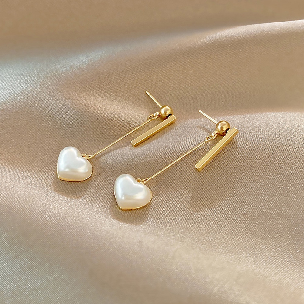 1 Pasang Anting Tusuk Gantung Desain Hatipitamutiara Gaya simple Untuk Wanita