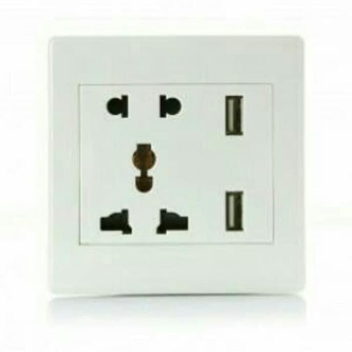 colokan listrik steker /stop kontak + 2 USB Port