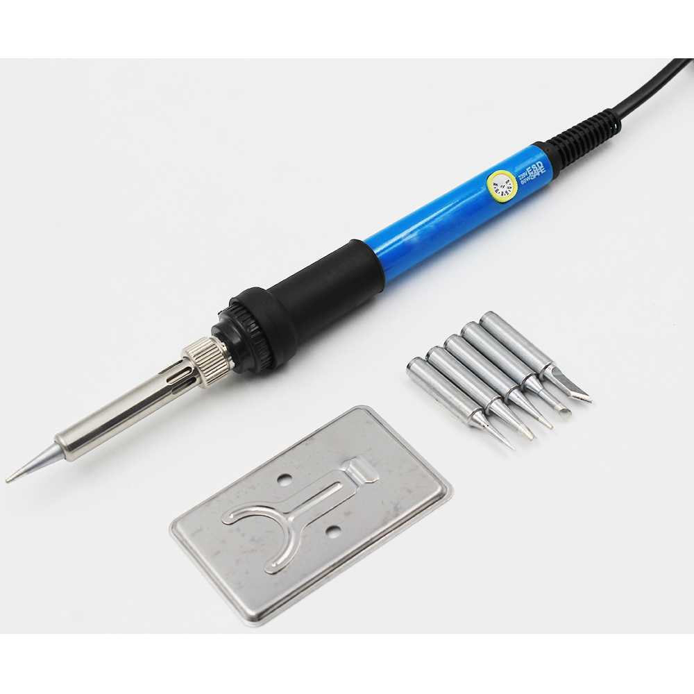 Solder Iron Adjustable Temperature 60W  Pengaturan Suhu Temperatur Bonus 5 Tip Tempat Dudukan