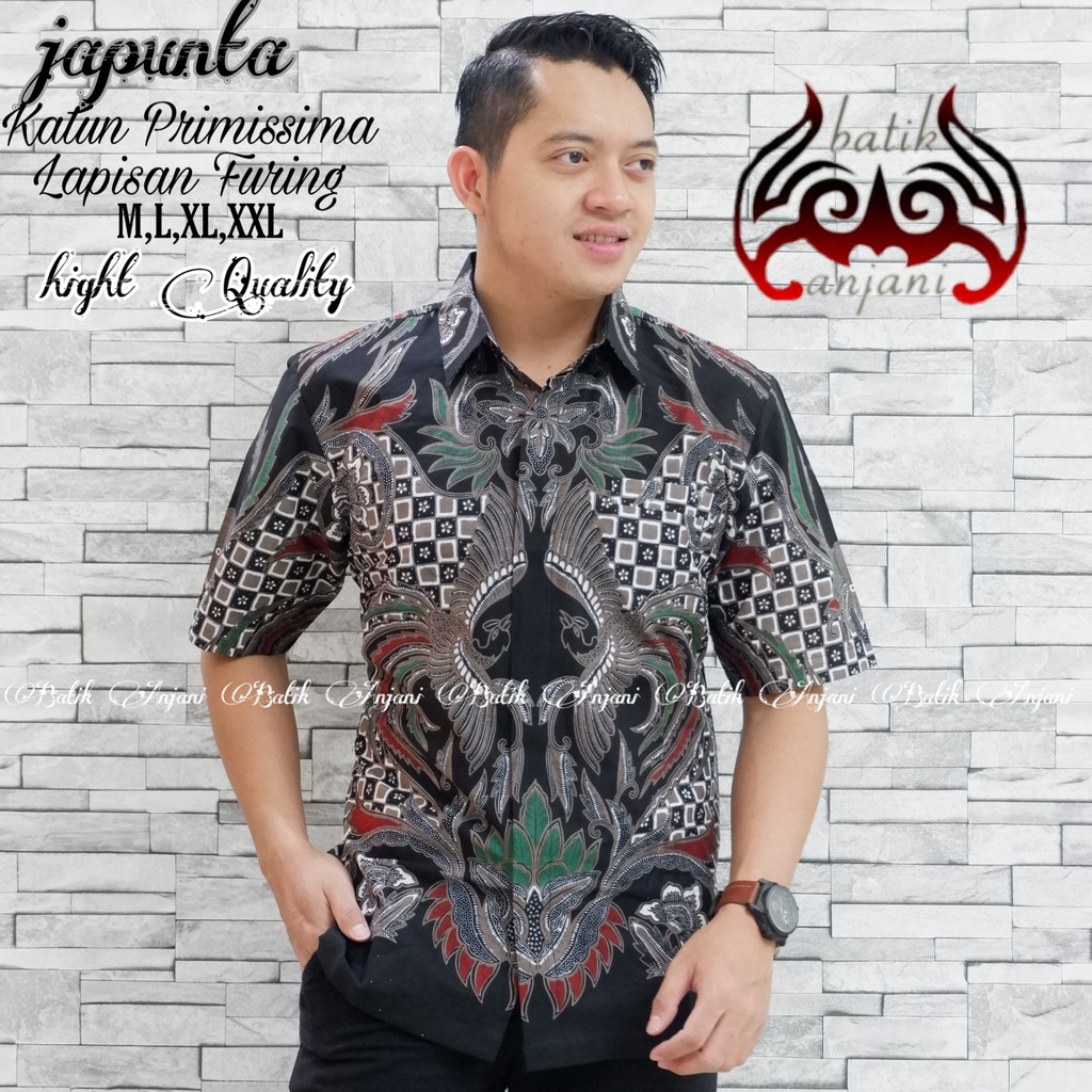 JAPUNKA Kemeja Batik Pria Lengan Pendek Katun Halus FULL FURING Batik Anjani