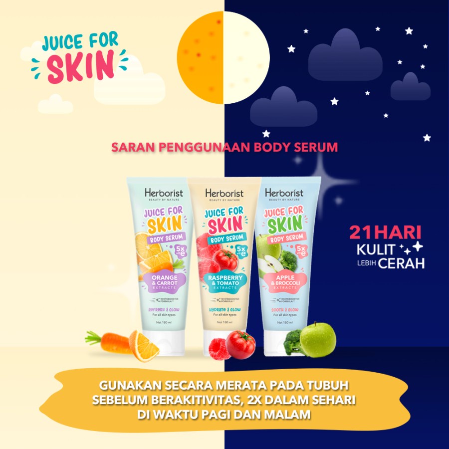 BISA COD - Herborist Juice For Skin Body Serum 180gr - RASPBERRY I APPLE I ORANGE