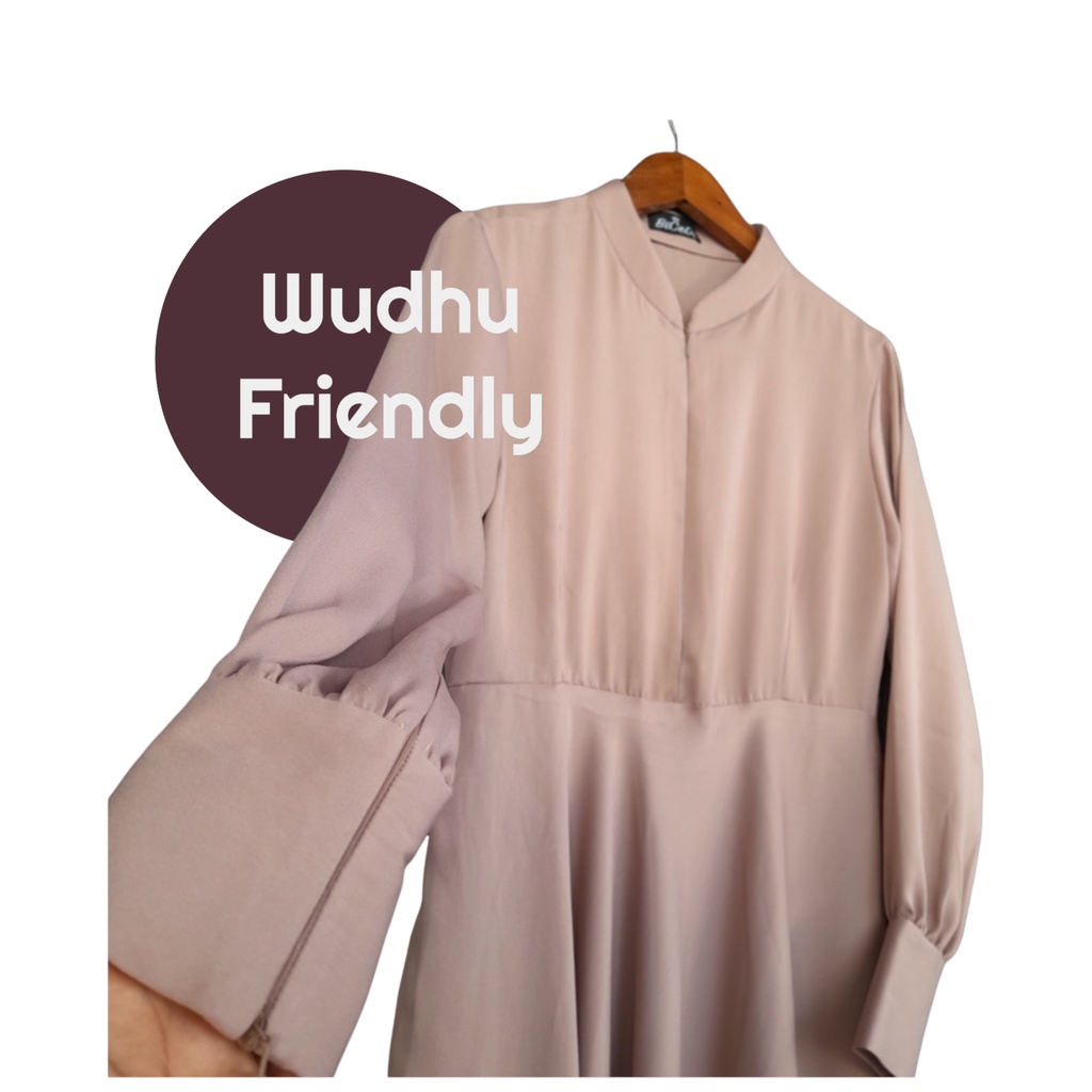 Gamis Polos Aira Milo Bicedi Gamis Wudhu Friendly bahan Crepe Model Syari