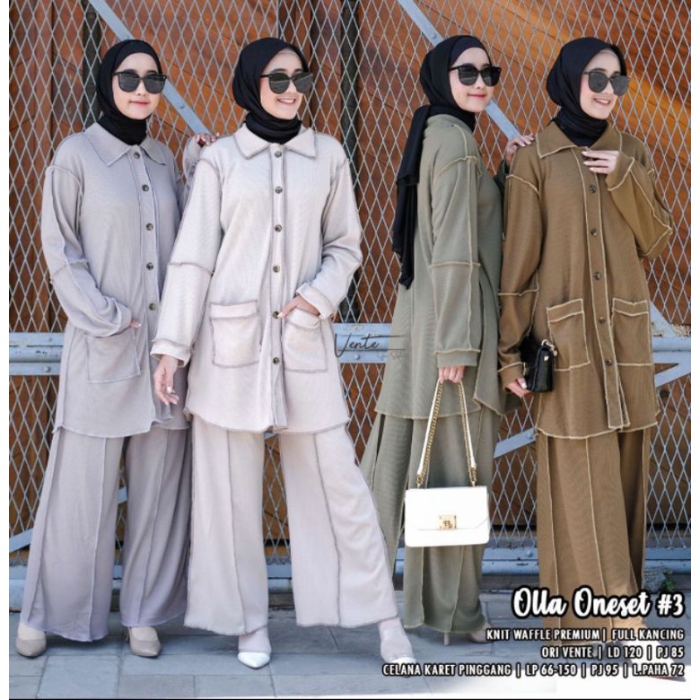 OLLA ONE SET #3 // STELAN WANITA TERBARU // STELAN WANITA KEKINIAN // BAJU WANITA // KNIT WAFFLE PRE