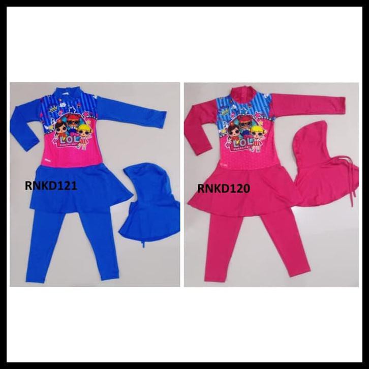 BAJU RENANG ANAK MUSLIM LOL PINK - UKURAN XXL, XXXL, XXXXL