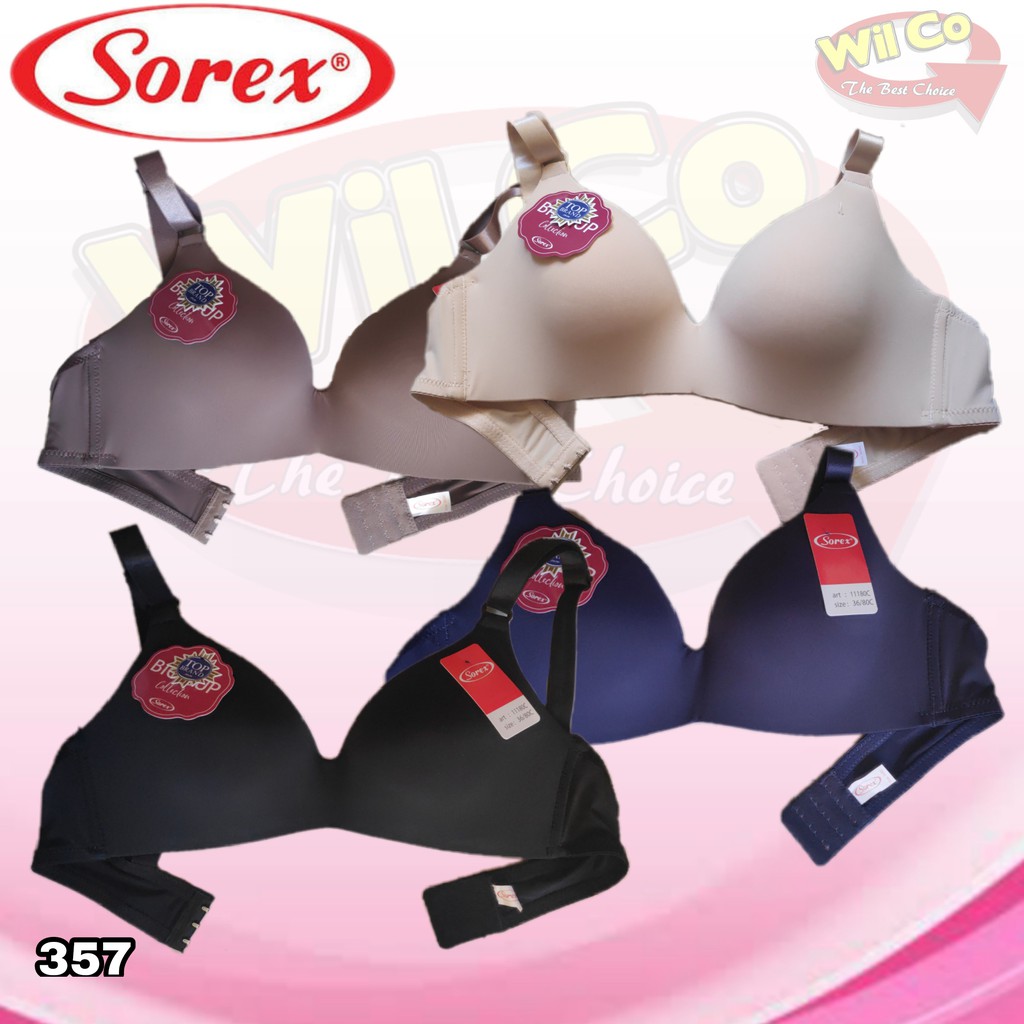 K357 - BRA WANITA SOREX BUSA TIPIS TANPA KAWAT CUP BESAR 36C - 42C  TIGA PENGAIT