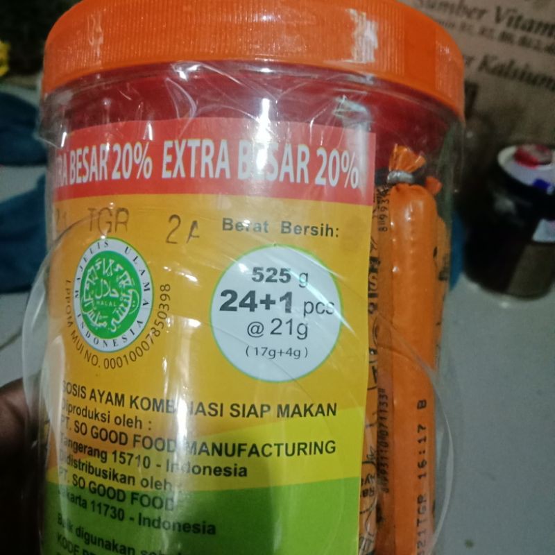 

Sosissoniceexstra20%(1toplesisi24)variasiayam,sapi