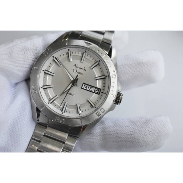 Jam Tangan Alexandre Christie Classic Cowok Pria Men AC 6512 ME AC6512 Original Silver Putih