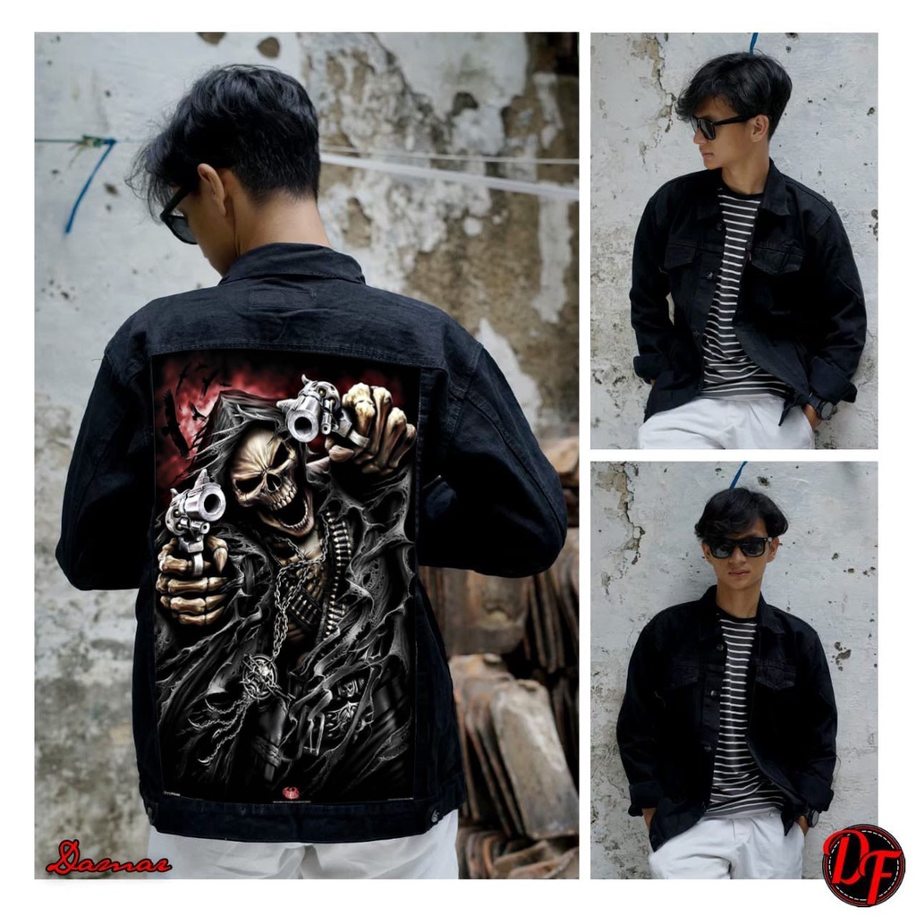 bayar ditempat (COD)/ jaket jeans pria bergambar belakang terbaru 2022/ jaket denim printing pria keren/ jaket jeans cowo trendy