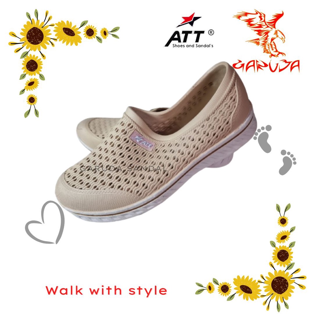 Sepatu Slip On Wanita ATT AKL 162 Karet Fashion Trendy motif Jaring