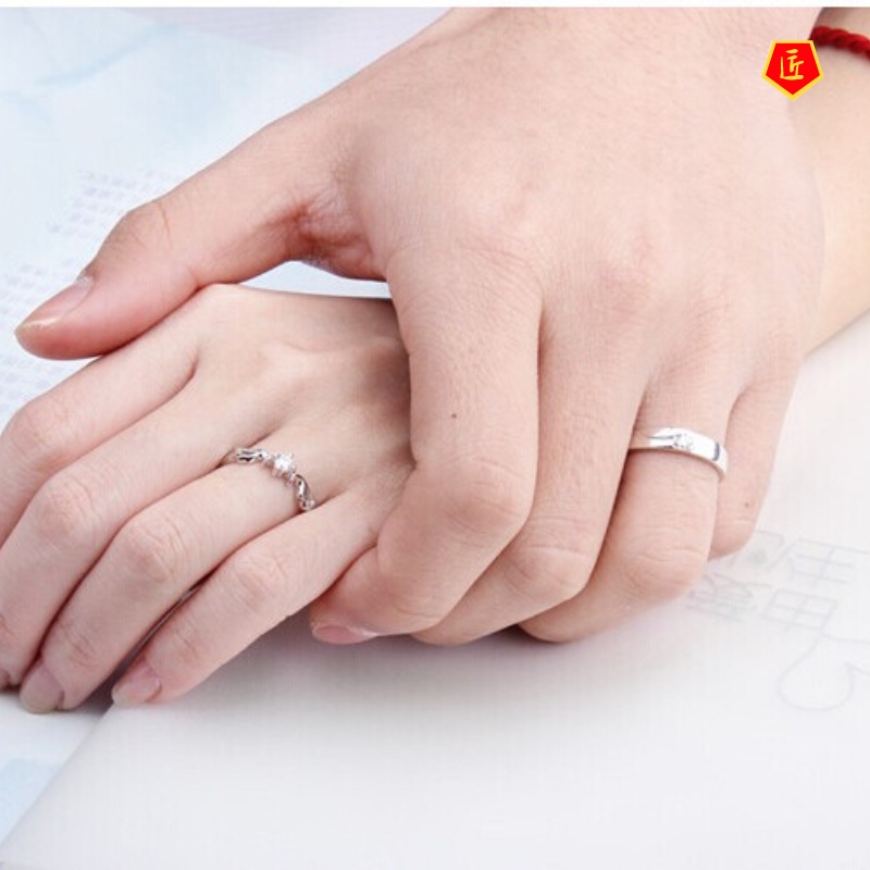 [Ready Stock]Silver Couple Rings Korean Simple Personalized