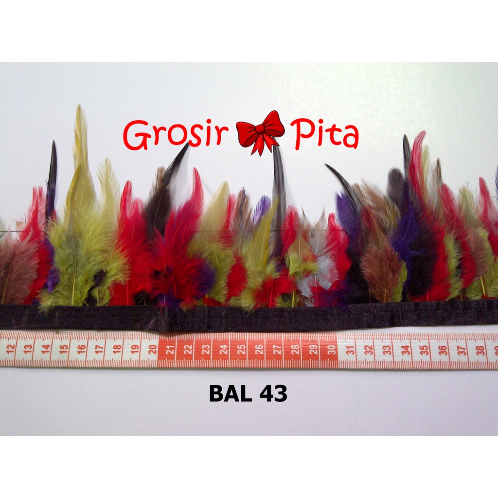 (1 yard) Bulu Ayam Lancip BAL 43 | Bulu Hias | Toko Bahan Craft | Grosir Pita