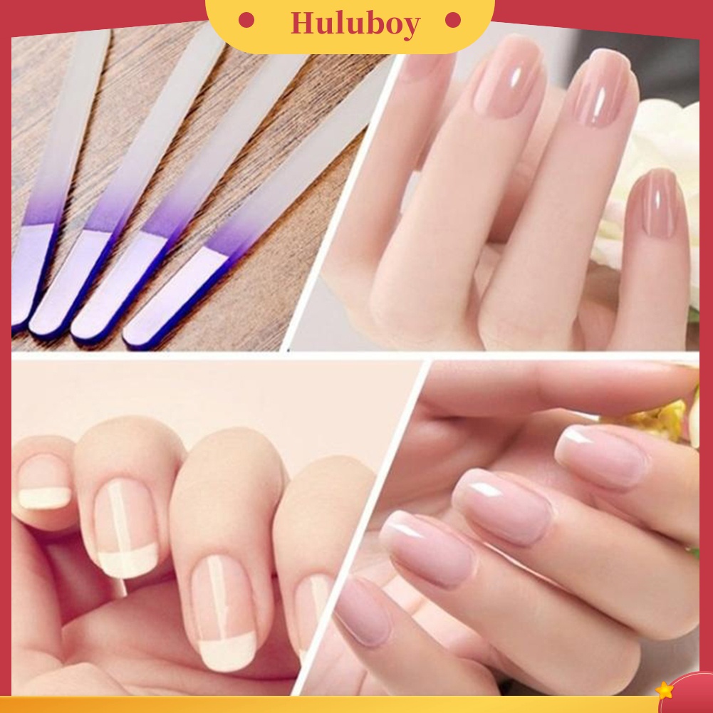 Huluboy Huluboy♡ 4pcs Kikir Kuku Bahan Kaca Akrilik Tahan Lama Untuk Manicure