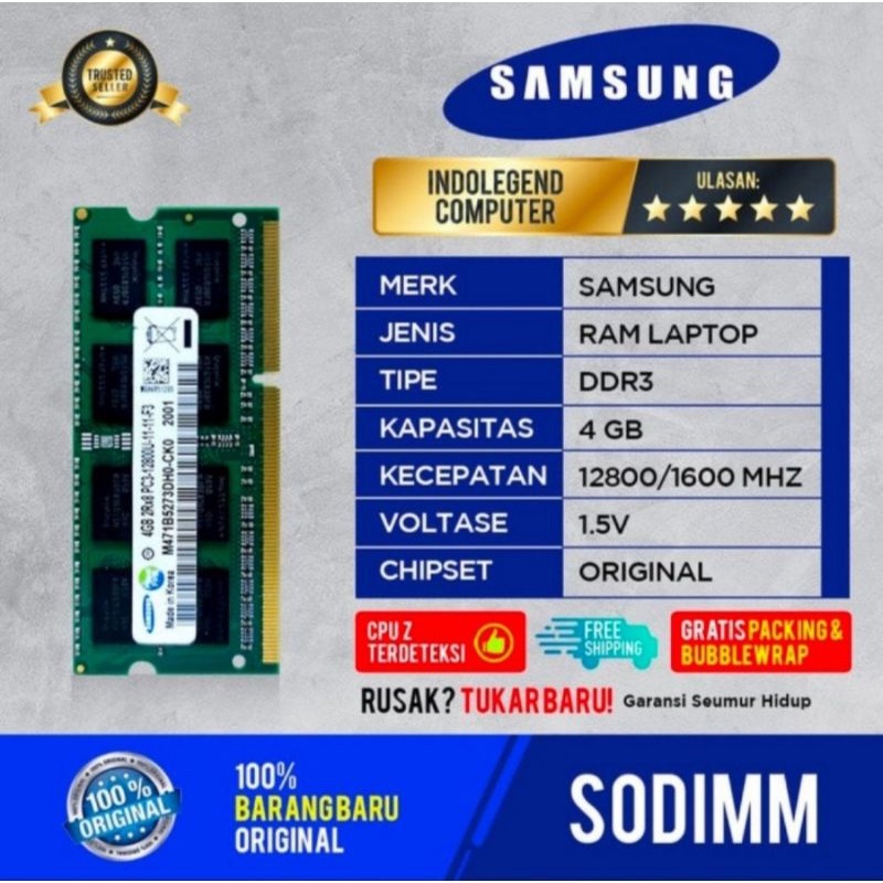 RAM SAMSUNG SODIM DDR3 4GB NON L PC12800