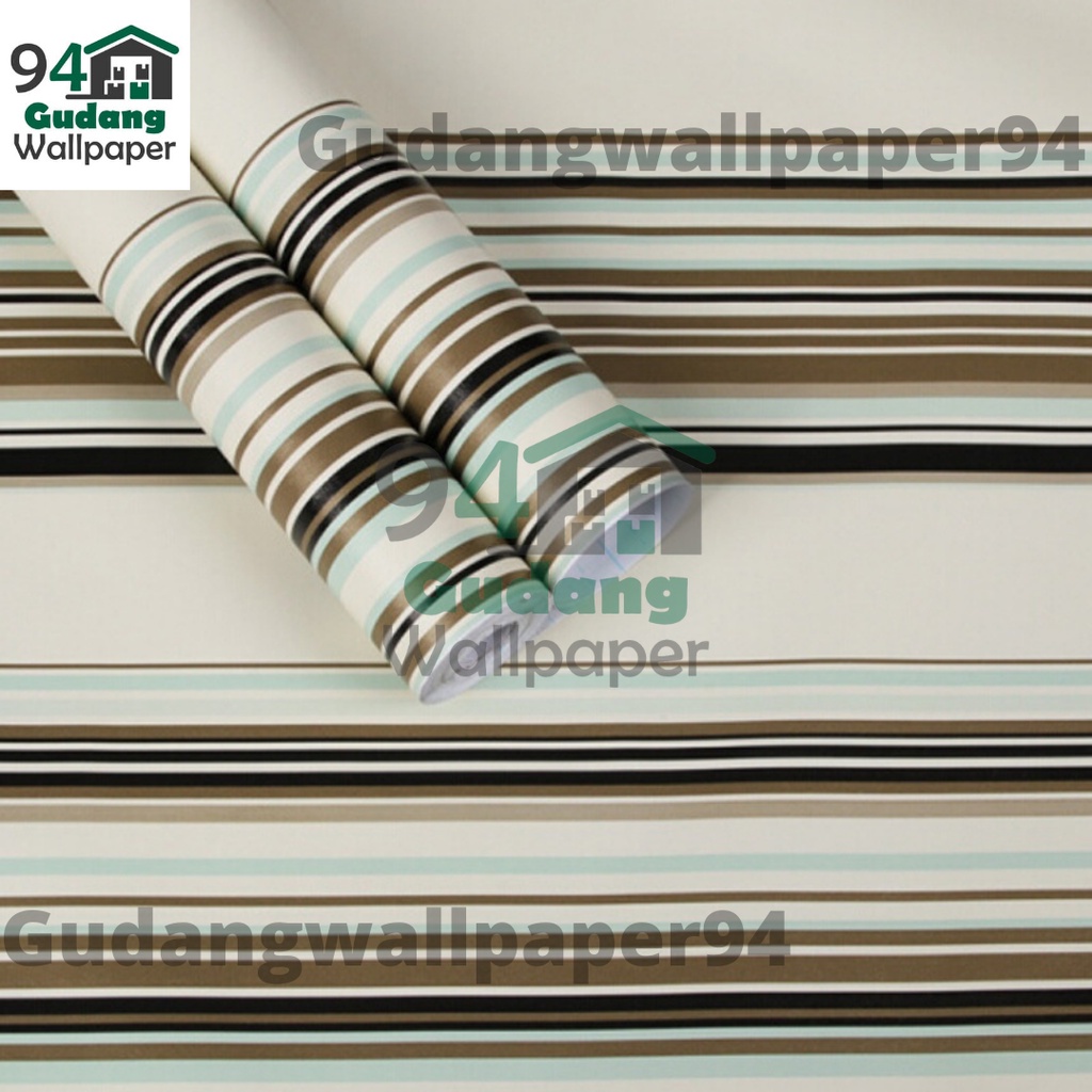 (COD) Wallpaper Stiker Dinding / Walpaper dinding Kamar Tidur Wallpaper Motif Garis Hitam