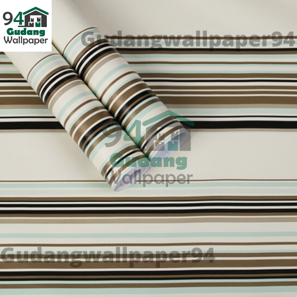 (COD) Wallpaper Stiker Dinding / Walpaper dinding Kamar Tidur Wallpaper Motif Garis Hitam