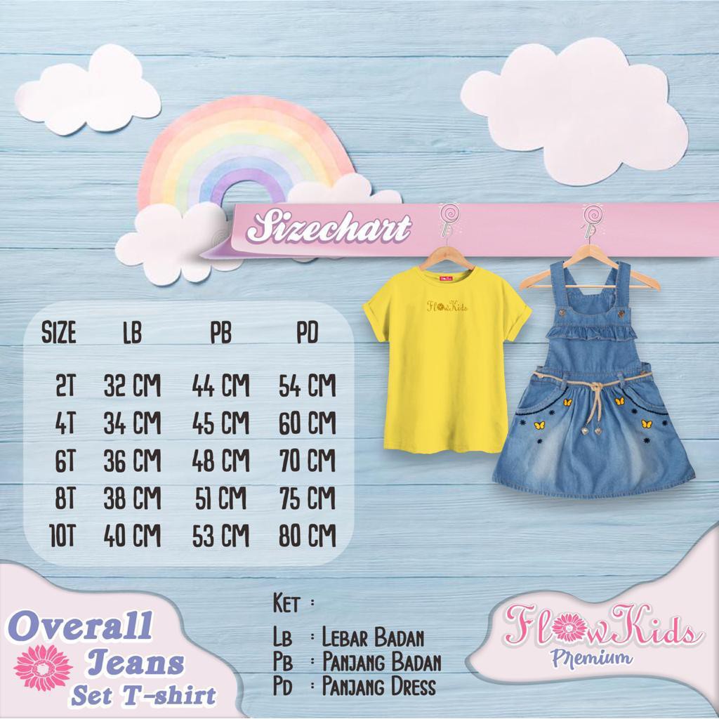 jeans setelan anak setelan overall Baju Anak Perempuan  Setelan Overall Jeans anak by Flowkids usia 2-10 tahun-2