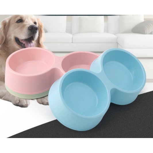 Adda Home - Mangkuk Tempat Makan Minum Anjing Kucing Peliharaan 2 Sekat 27.6x14.3x5.2cm