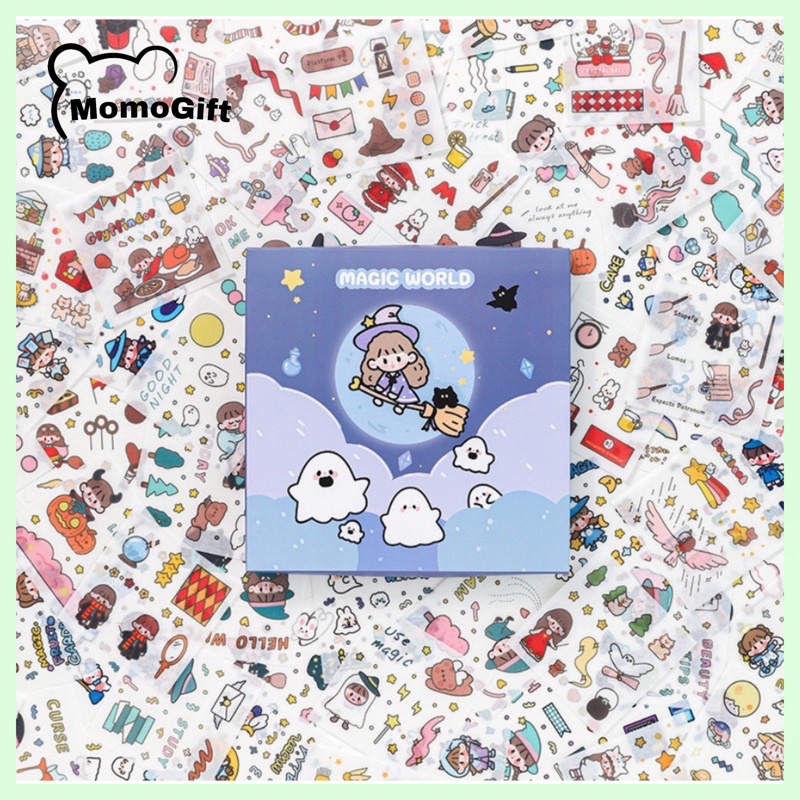 Stiker Aesthetic Design DIY Buku Diary Stiker Hallowen Magic World