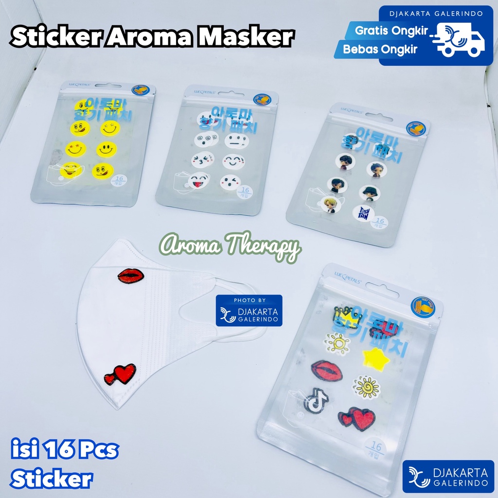 Stiker Aroma Masker / Sticker Masker / Masker Patch / Aromaterapi Pengharum Masker isi 16Pcs