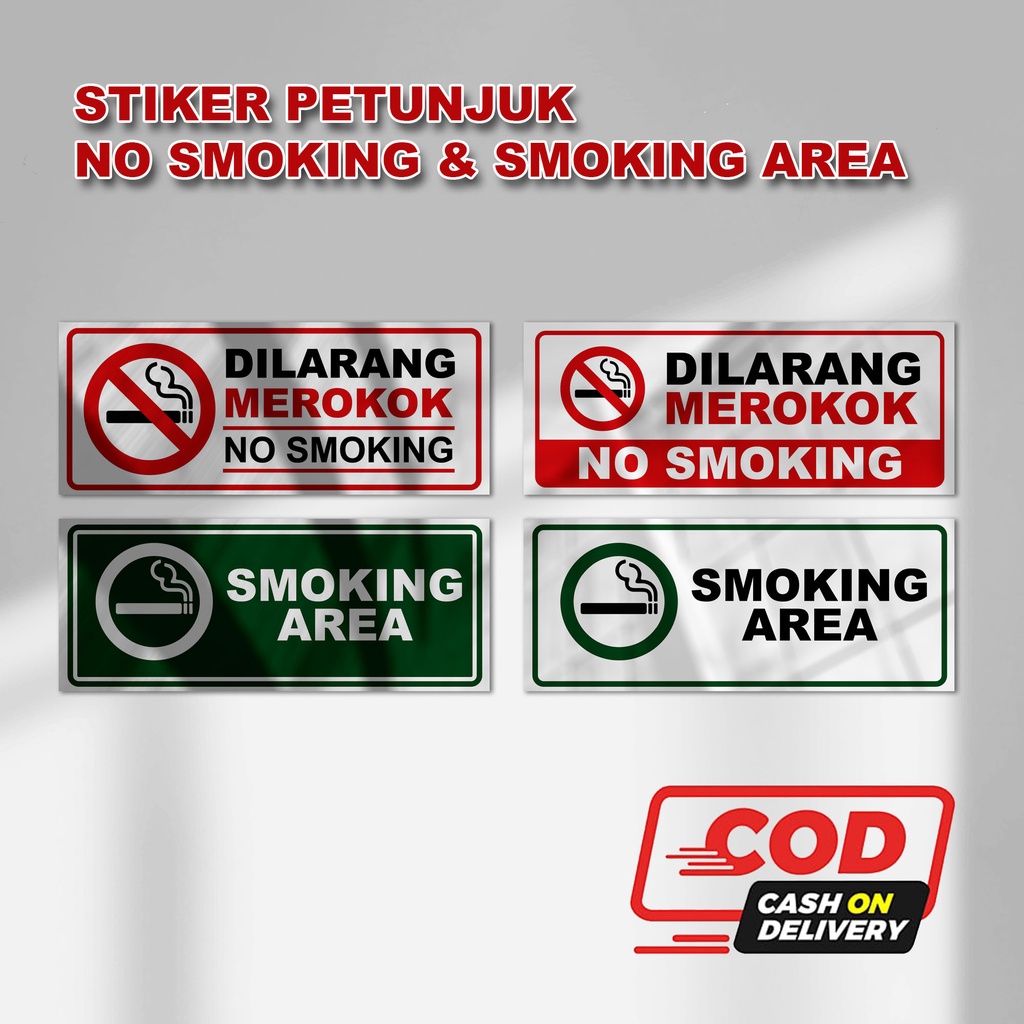 Stiker Peringatan | Sticker Dilarang Merokok | DILARANG MEROKOK | SMOKING AREA | Stiker No Smoking