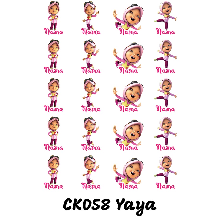 

Sticker Nama Cutting Label Waterproof Tahan Air Yaya (CK058)