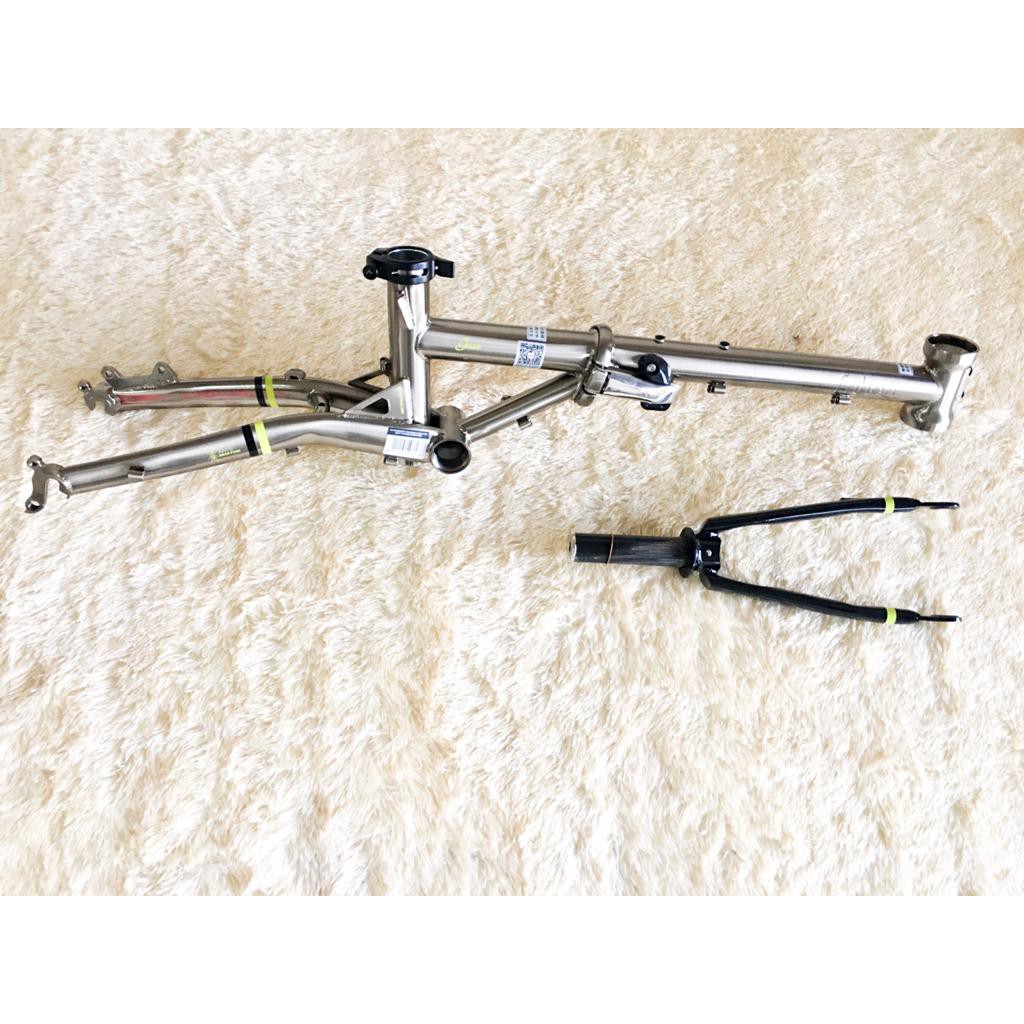Frame Set dan Handlepost Fnhon Gust Disc Brake Titanium Titan Campagne Gold Db Discbrake 16 Inch
