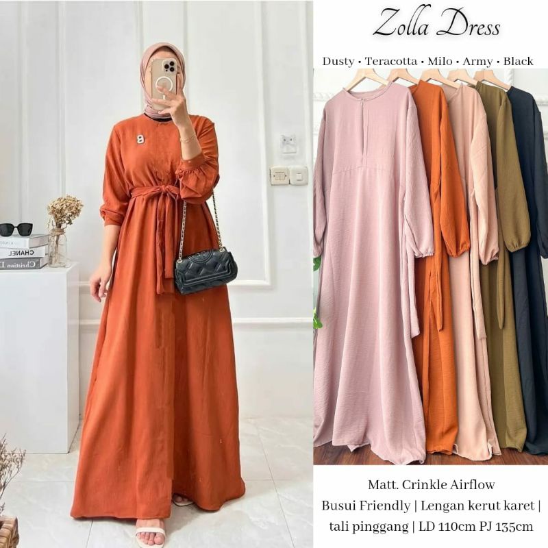 ZOLLA DRESS / DRESS MAXI POLOS / DRESS CRINKLE AIRFLOW PREMIUM